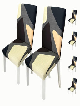 House of Quirk - Multi-Color Stretch Removable Washable Short Dining Chair Covers (Pack of 6)