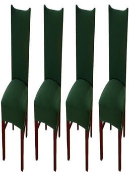 House of Quirk - Green Stretch Removable Washable Short Dining Chair Covers (Pack of 4)
