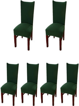 House of Quirk - Green Stretch Removable Washable Short Dining Chair Covers (Pack of 6)