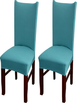 House of Quirk - Blue Stretch Removable Washable Short Dining Chair Covers (Pack of 2)