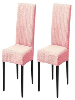 House of Quirk - Pink Stretch Removable Washable Short Dining Chair Covers (Pack of 2)