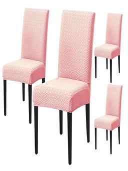 House of Quirk - Pink Stretch Removable Washable Short Dining Chair Covers (Pack of 4)