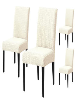 House of Quirk - White Stretch Removable Washable Short Dining Chair Covers (Pack of 4)