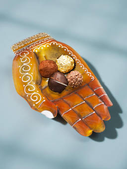 Golden Peacock - Yellow Handmade Hand Shaped Showpiece