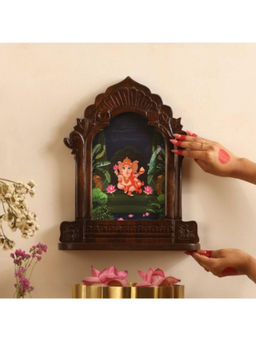 Ritualistic - Brown Ganesha Wooden Mandir for Home Wall