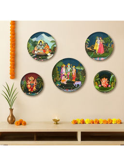 Ritualistic - Multi-Color Five God Wall Plates for Home Decoration (Pack of 5)