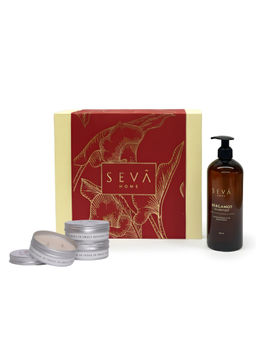 SEVA HOME - Silver Travel Indulgence Gift Set - Scented Candle, Personal Care