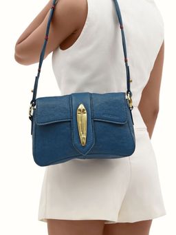 Hidesign - Blue Genuine Leather Pharaoh 02 Women Shoulder Bag (M)