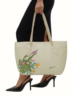 Hidesign - Off White Genuine Leather Garden 02 Women Handbag (L)