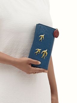 Hidesign - Blue Genuine Leather Parrot W1 Women Bifold Wallet (M)