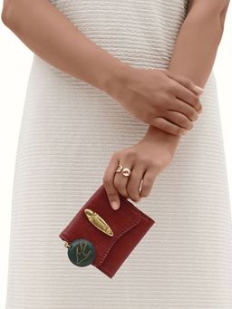 Hidesign - Red Genuine Leather Pharaoh W1 Women Tri-Fold Wallet (S)