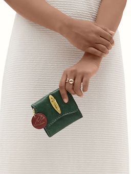 Hidesign - Green Genuine Leather Pharaoh W1 Women Tri-Fold Wallet (S)