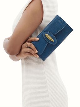 Hidesign - Blue Genuine Leather Pharaoh W2 Women Bifold Wallet (M)