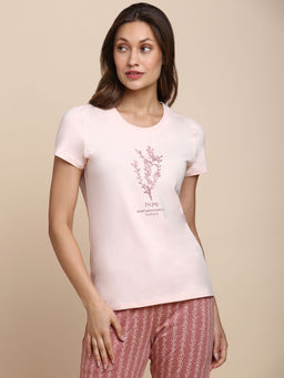 Van Heusen - Woman Lingerie and Athleisure Round Neck & Short Sleeve Lounge T-Shirt - Pearl Blush