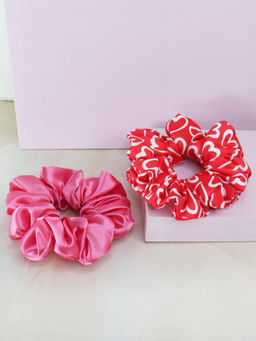 Soho Boho Studio - Pink & Red Love Print Scrunchies (Pack of 2)