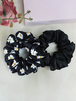 Soho Boho Studio - Black Lilly Flower Scrunchies (Pack of 2)