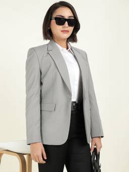 Hancock - Grey Notched Lapel Single-Breasted Slim Fit Formal Blazer