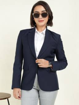 Hancock - Navy Blue Notched Lapel Single-Breasted Slim Fit Formal Blazer