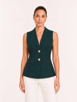 Powersutra - Womens Bottle Green Sleeveless Waist Coat