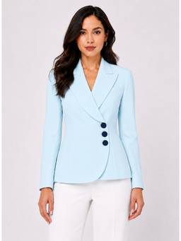 Powersutra - Women Sky Blue Tailored Blazer