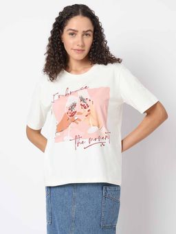 VERO MODA - White Graphic Quote Print T-Shirt
