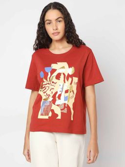 VERO MODA - Red Graphic Print T-Shirt