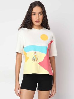 VERO MODA - White Graphic Print T-Shirt
