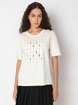VERO MODA - White Rhinestone Detail T-Shirt