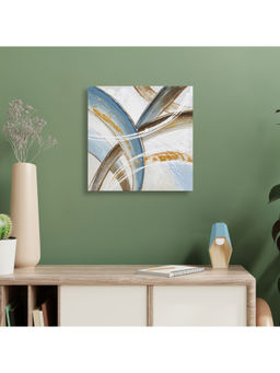 HomeTown - Ilona Abstract1 Canvas Hand Painted Painting, Light Blue 30X30Cm