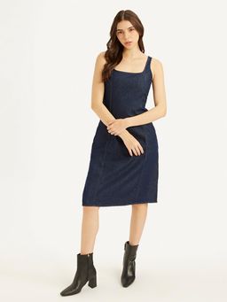 Levi's - Women's Solid Navy Blue Square Neck Dress