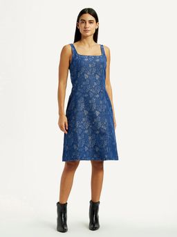 Levi's - Women's Floral Blue Square Neck Dress