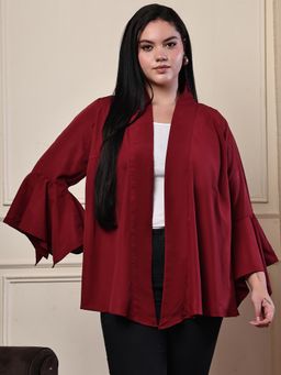 theRebelinme - Maroon Poly Crepe Stylish Shrug For Women