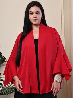 theRebelinme - Red Color Poly Crepe Stylish Shrug For Women