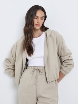 Styli - Women Regular Fit Regular Length Suede Bomber Jacket - Grey