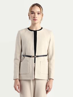 RAREISM - Women's Nexmar Off White Polyester Blend Jacket Plain Jacket