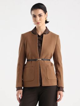 RAREISM - Women's Nexmar Tan Polyester Blend Jacket Plain Jacket