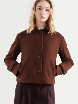 RAREISM - Women's Nikzo Brown Polyester Blend Spread Collar Regular Fit Jacket