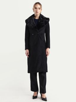 RAREISM - Women's Teich-25 Black Polyester Regular Fit Overcoat