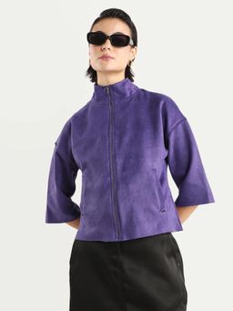 RAREISM - Women's Vasu-25 Purple Polyester Blend High Neck Regular Fit Jacket