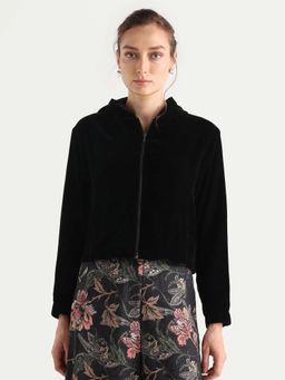 RAREISM - Women's Velbom-T Black Polyester Spread Collar Regular Fit Jacket