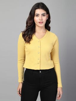 RIGO - Women V- Neck Slim Fit Crop Top-Yellow