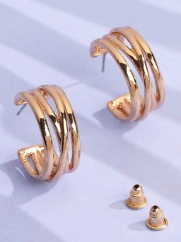 Lilly & Sparkle - Lilly Sparkle Gold-Toned Contemporary Half Hoop Earrings