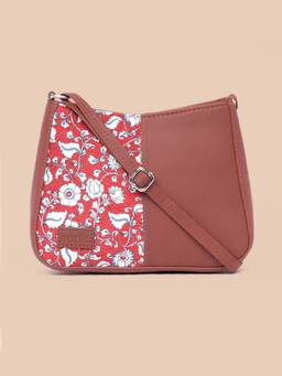 Zouk - Red Handcrafted Vegan Leather Sling Bag For Women