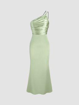 Cider - Asymmetrical Metallic Ruched Dress