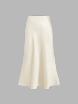 Cider - Satin Solid Ruffle Long Skirt