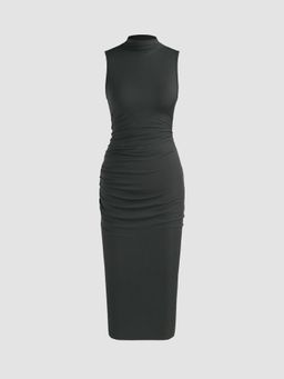 Cider - High Neck Ruched Dress