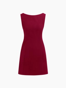 Cider - Red Boat Neck Solid Dress