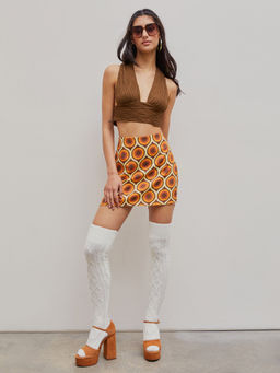 Cider - Let's Groove Retro Patterned Skirt
