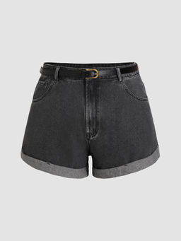 Cider - Pocket Denim Shorts with Belt Curve & Plus