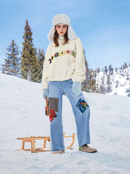 Cider - Fleece Floral Crochet Hoodie